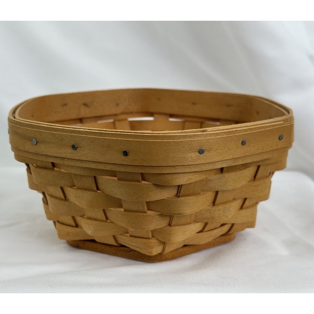 2002 Longaberger Hexagon Basket with Plastic Protector – 6" x 6" x 2.5"